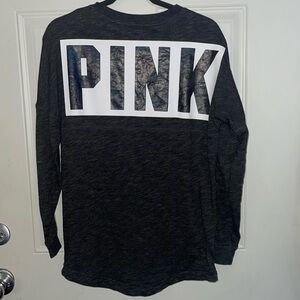 PINK Victoria’s Secret hologram logo jersey detail oversized XS crew neck